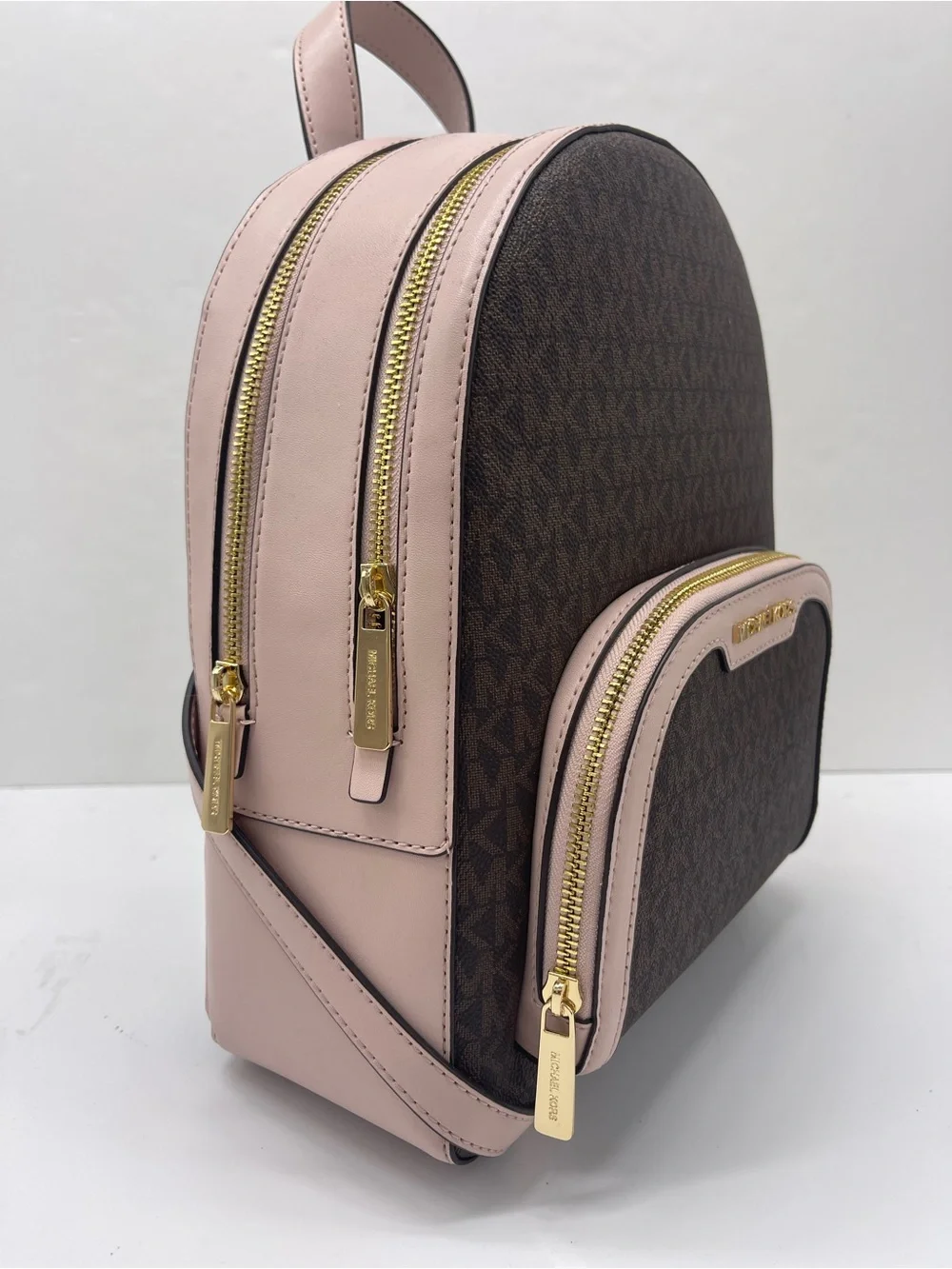 Michael Kors Jaycee Medium Zip Pocket Logo Backpack Powder Blush NWT